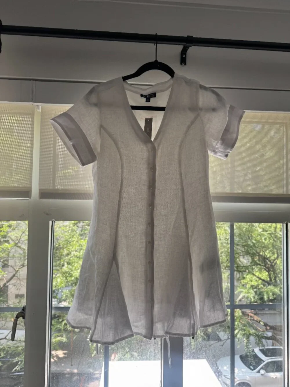 NWT J. Crew White Fleur Mini Dress in Linen